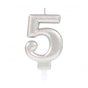 Silver Sparkles Number 5 Age Candle 